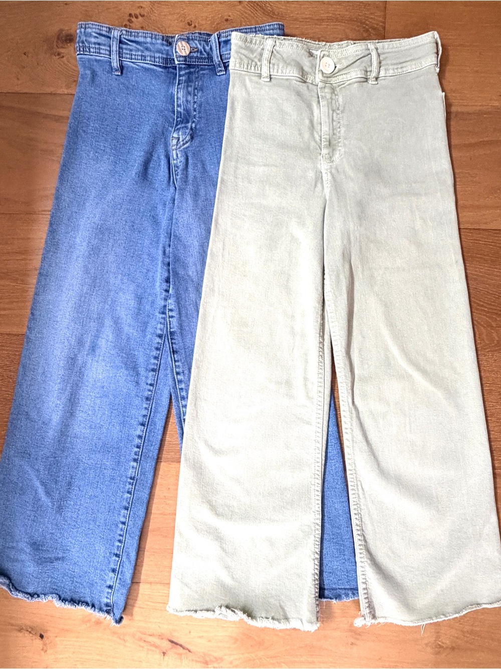 Zara Girls Denim Jeans Bundle Wide Leg High Waist Raw Hem Size 11-12 Preppy Boho